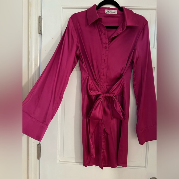 Fuschia silk dress - Picture 1 of 2